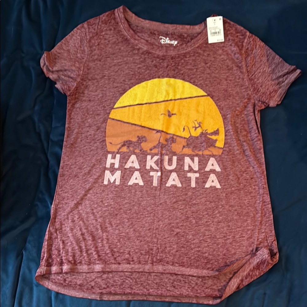 Disney Maroon Hakuna Matata Tee with Yellow Graphic